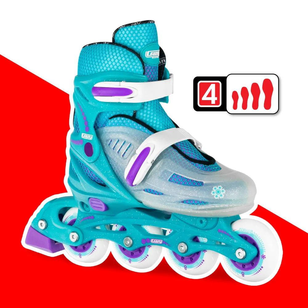 Warehouse Deal | 148 Teal Glitter - Size Adjustable Inline Skates