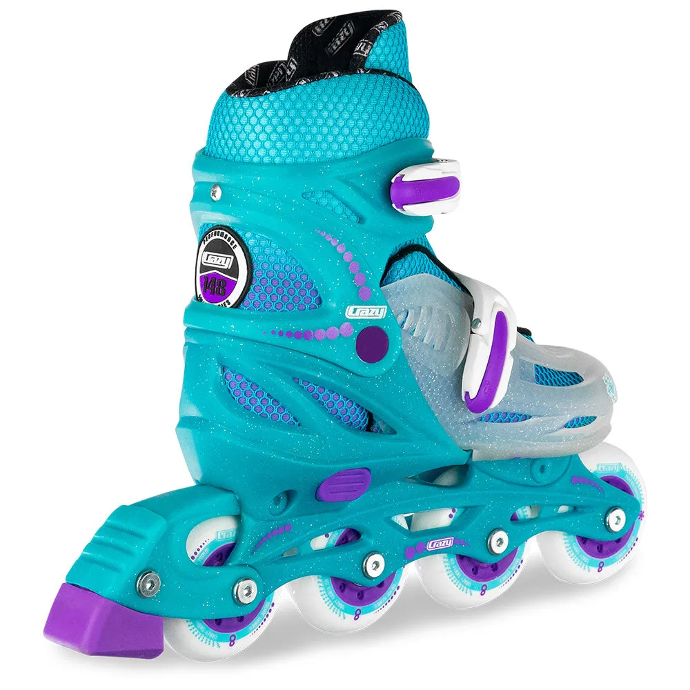 Warehouse Deal | 148 Teal Glitter - Size Adjustable Inline Skates