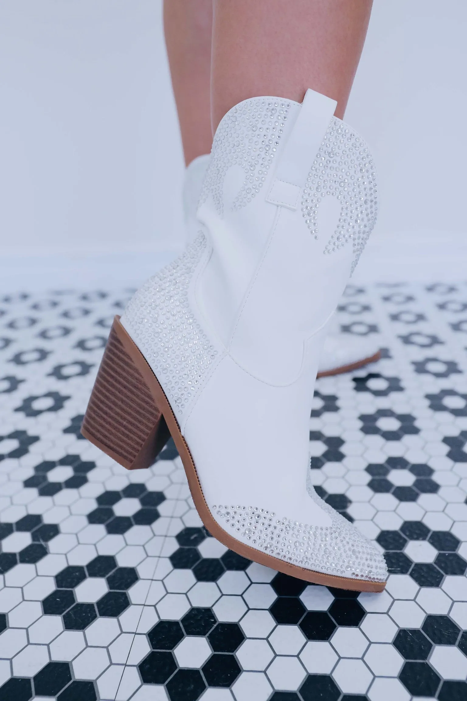 Western Rhinestone Heeled Bootie