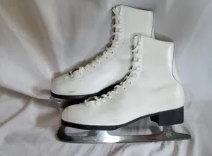 Womens LAKE PLACID FLYER 691 Figure Ice Skates 10 White Elk Leather Winter Sport