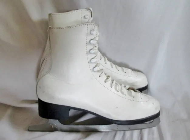 Womens LAKE PLACID FLYER 691 Figure Ice Skates 10 White Elk Leather Winter Sport