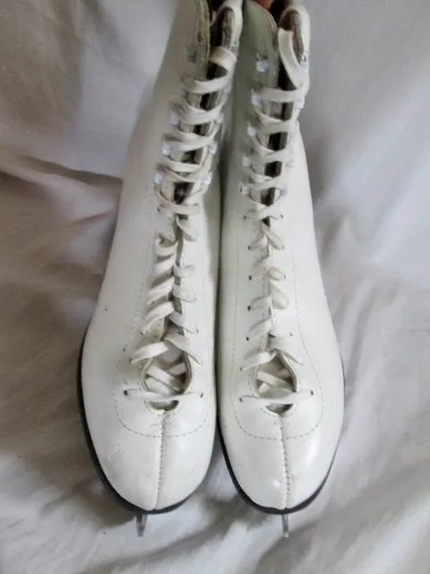 Womens LAKE PLACID FLYER 691 Figure Ice Skates 10 White Elk Leather Winter Sport