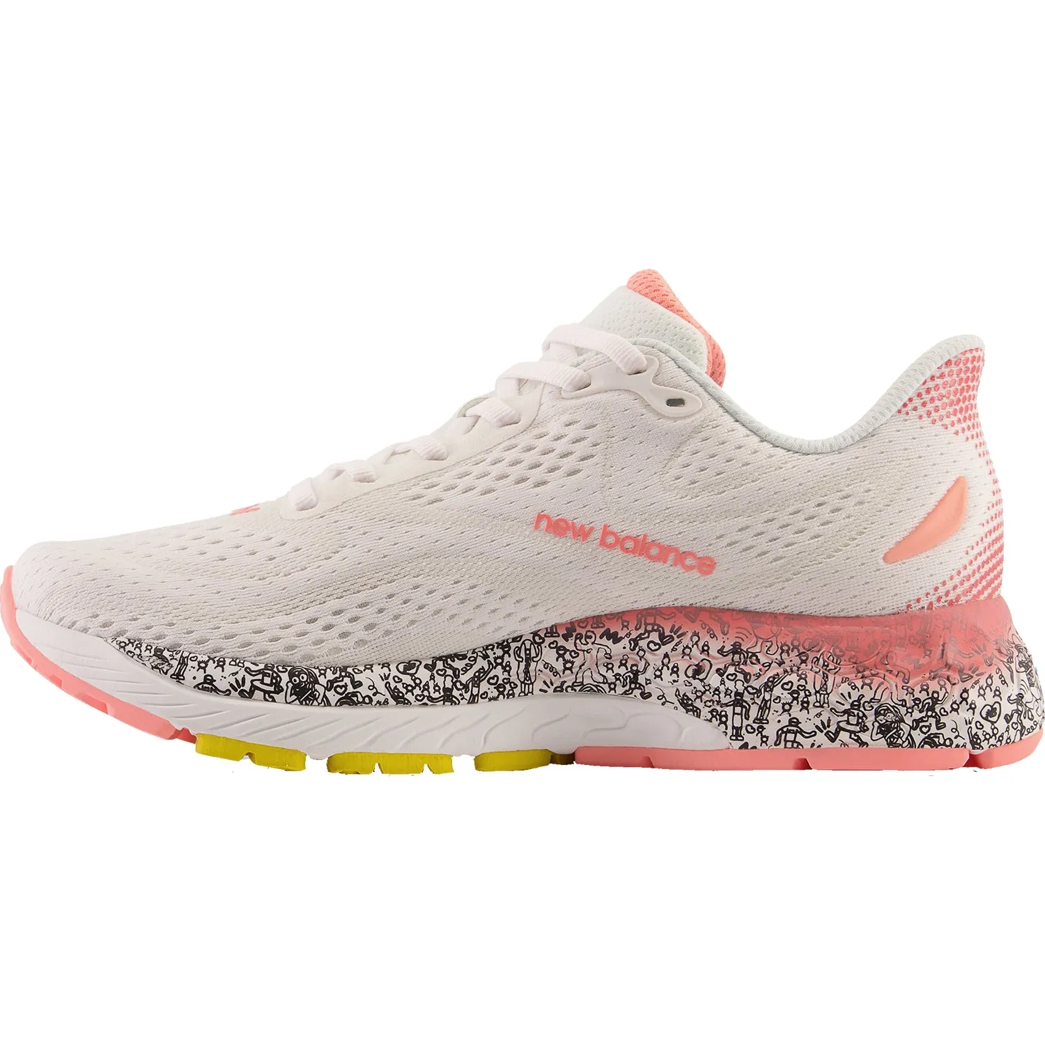 Women's New Balance W880R13 Fresh Foam X White/Grapefruit Mesh